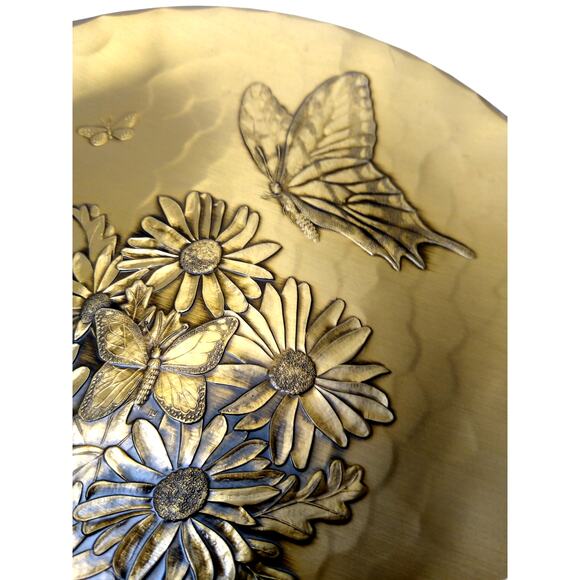 Wendell August Forge Solid Bronze Butterfly Daisy Plate - Picture 2 of 4